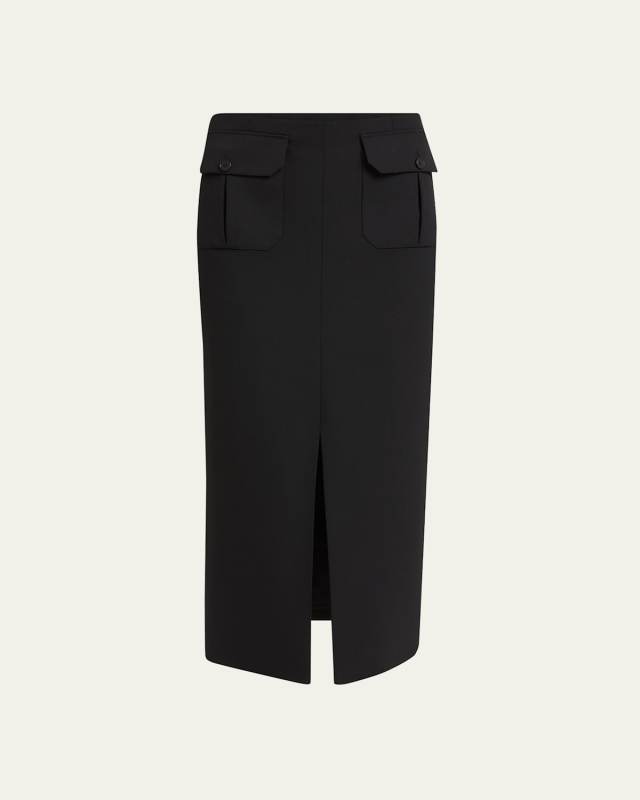Pencil Wool Grain De Poudre Skirt